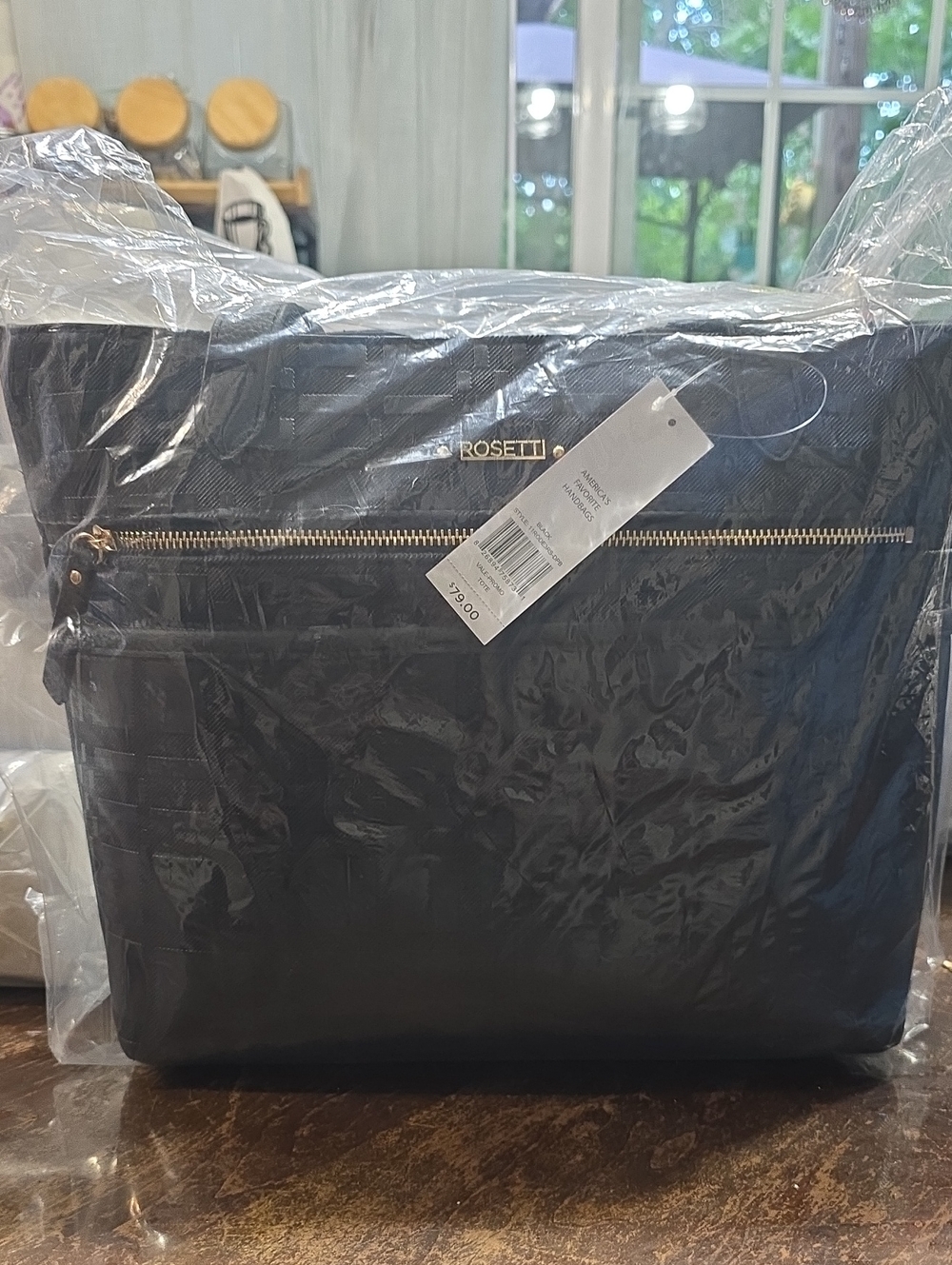 NWT Rosetti Black Quilted Laptop Tote with Front Zip Pocket MSRP $79